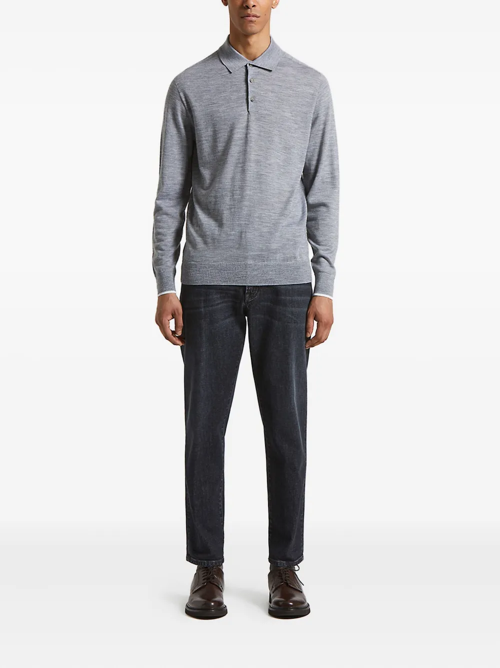 Peserico long-sleeve polo shirt - Grijs