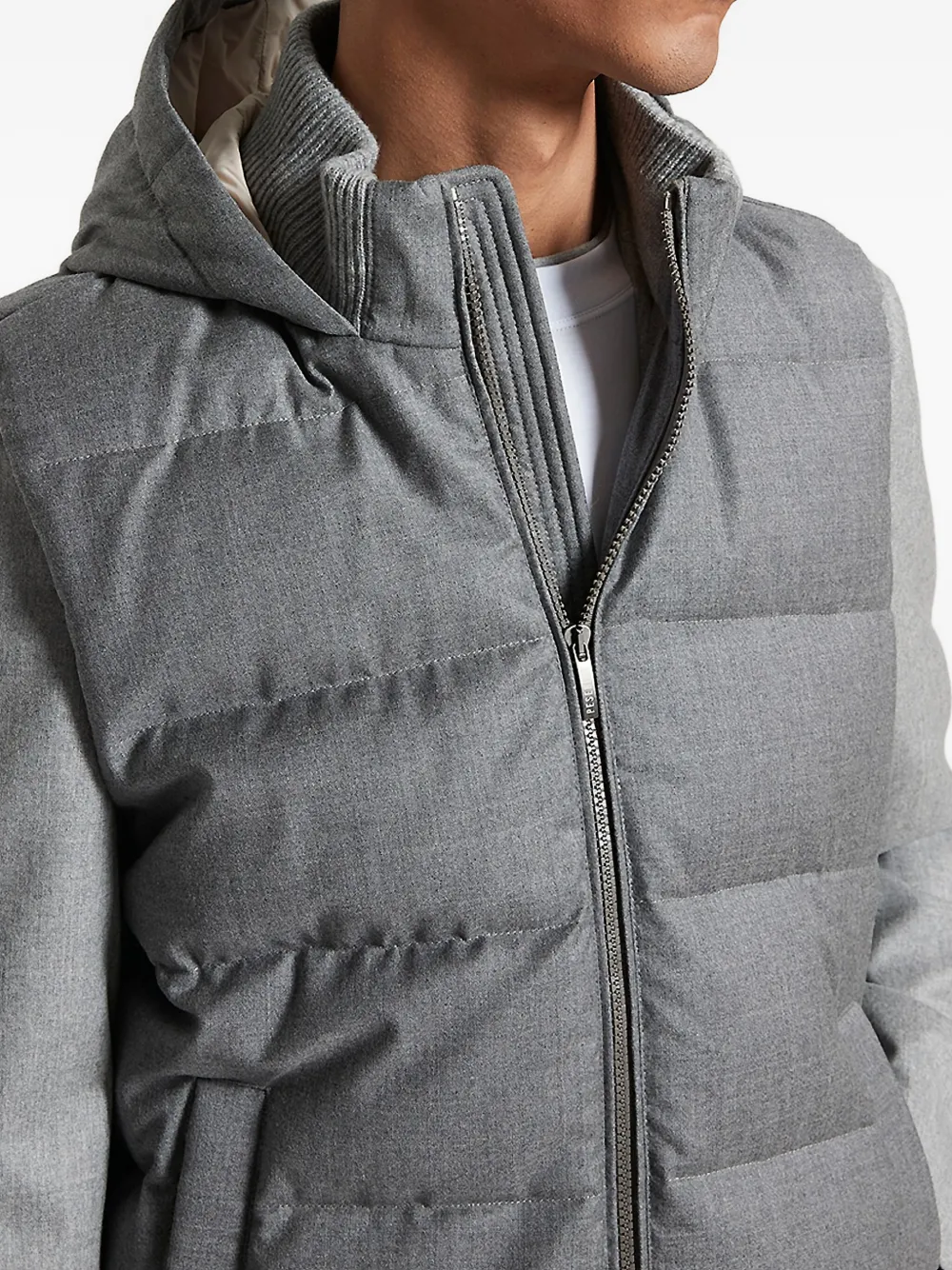 Peserico Hooded Quilted Gilet In Gray