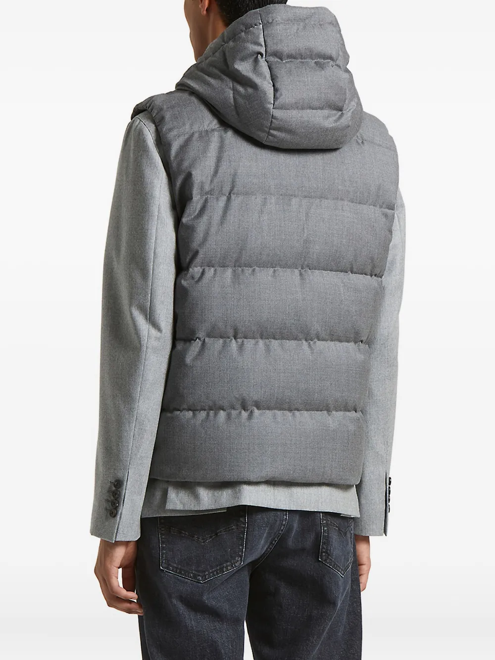 Peserico Hooded Quilted Gilet In Gray