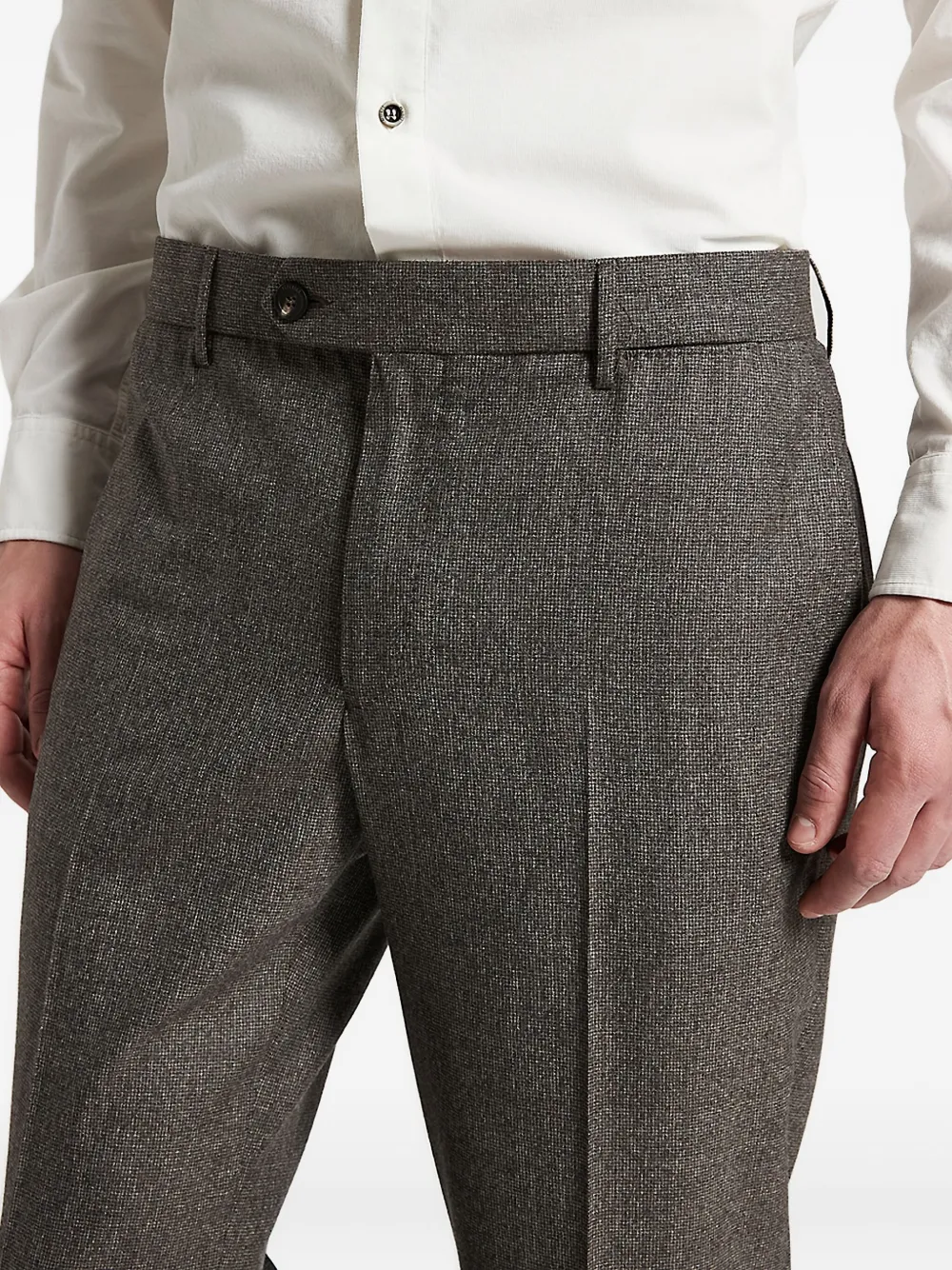 Peserico Wollen broek met textuur Bruin