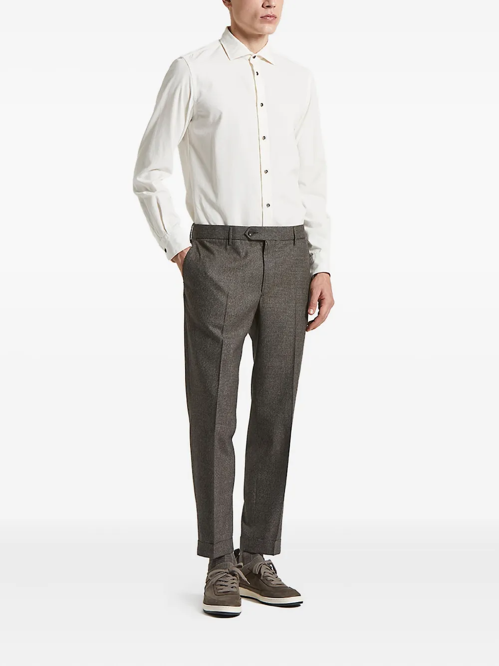 Peserico Wollen broek met textuur - Bruin