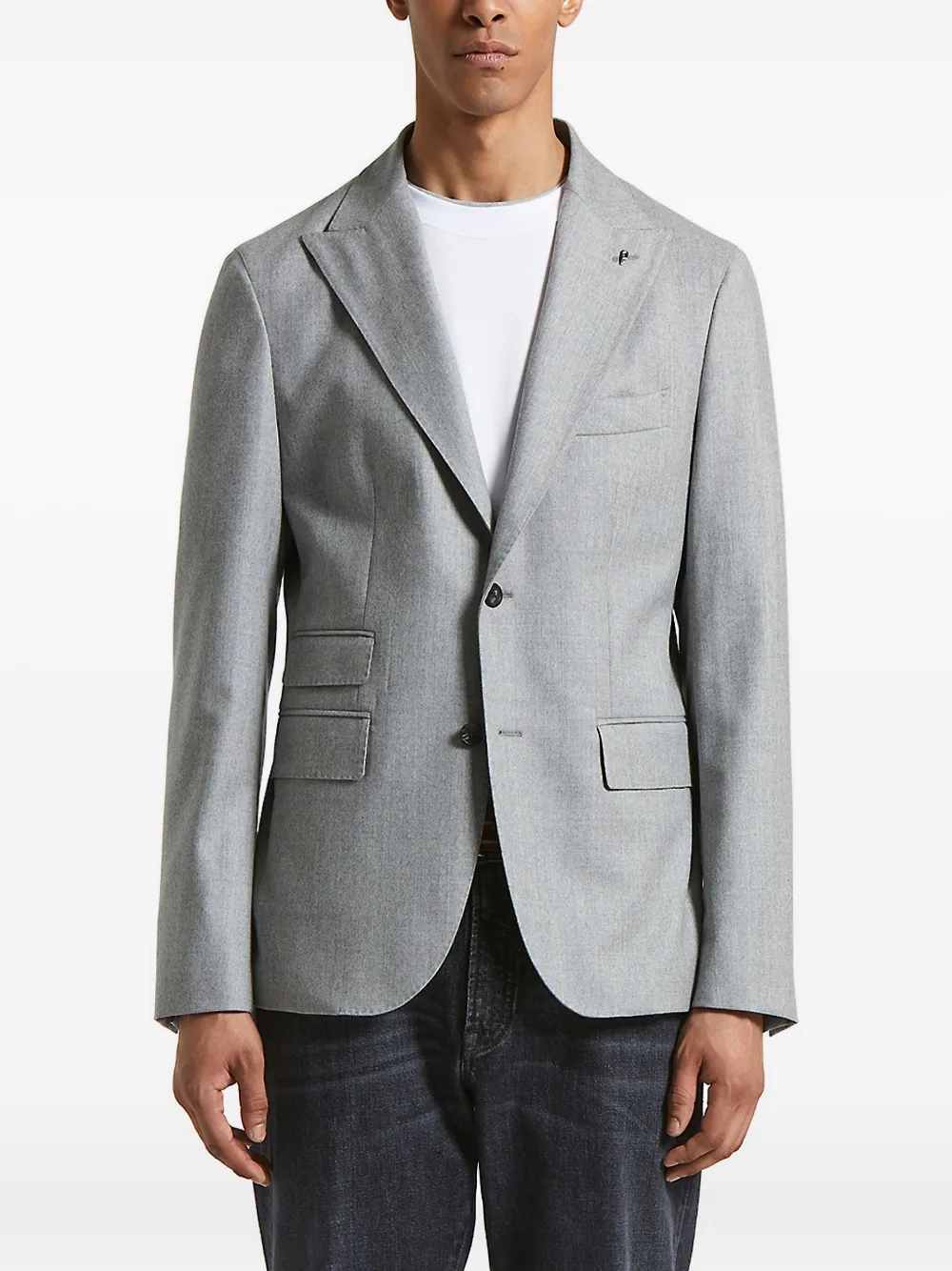Peserico Solid Regular Fit Peak Lapel Sport Coat In Gray