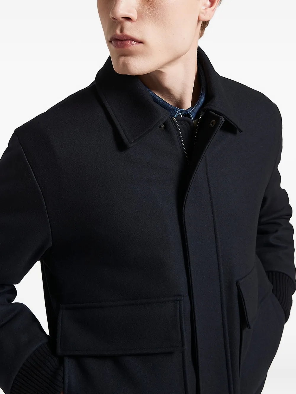 Peserico Flap-pocket Bomber Jacket In Black