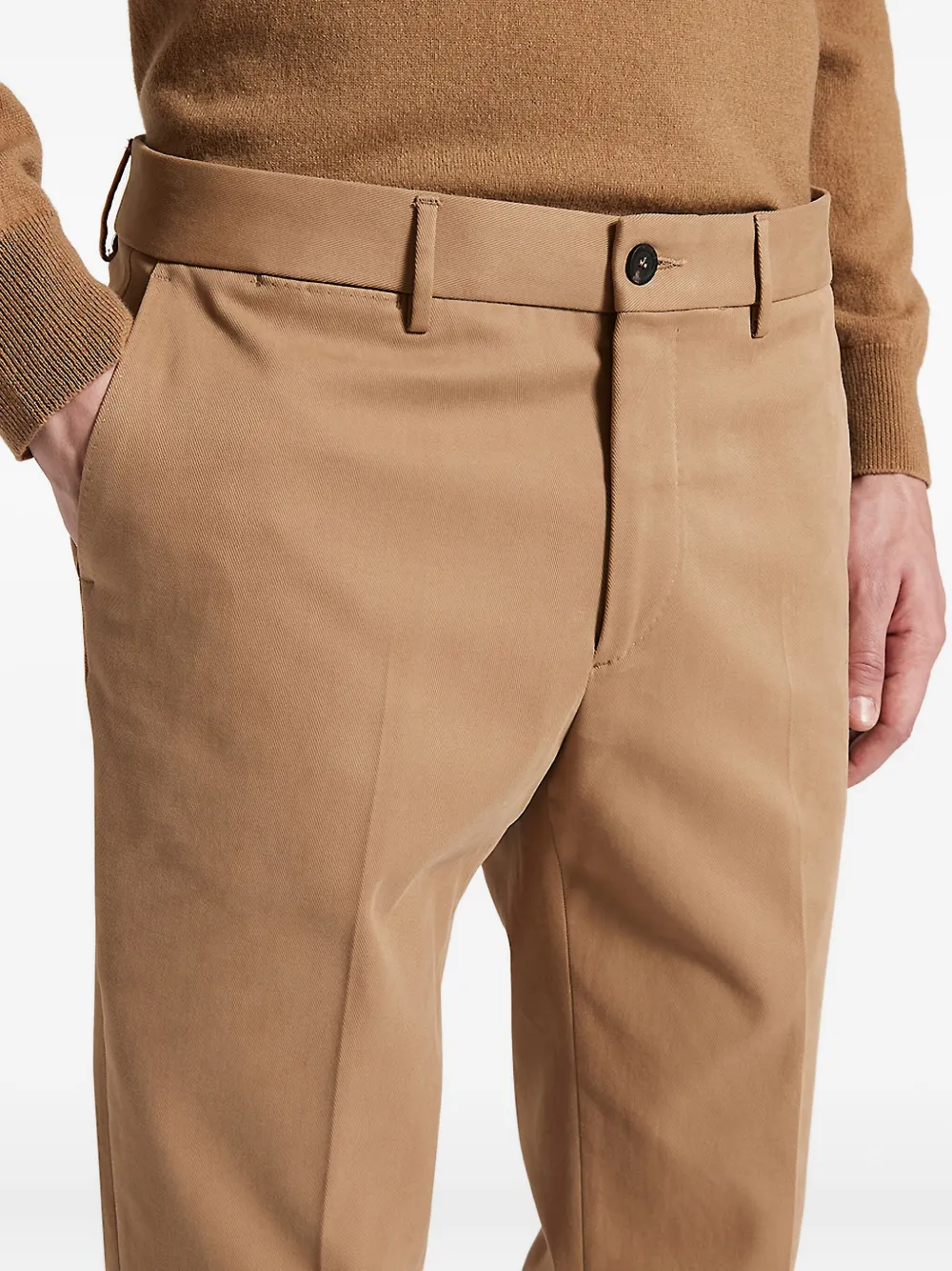 Peserico Flat-front Trousers In Brown