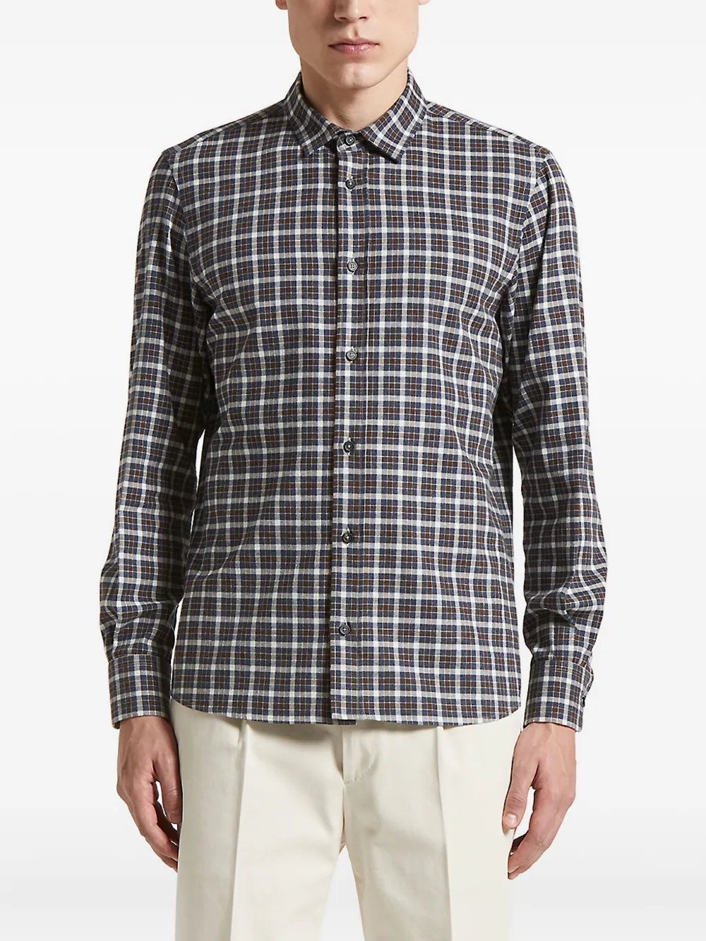 Peserico Check-pattern Shirt In Gray