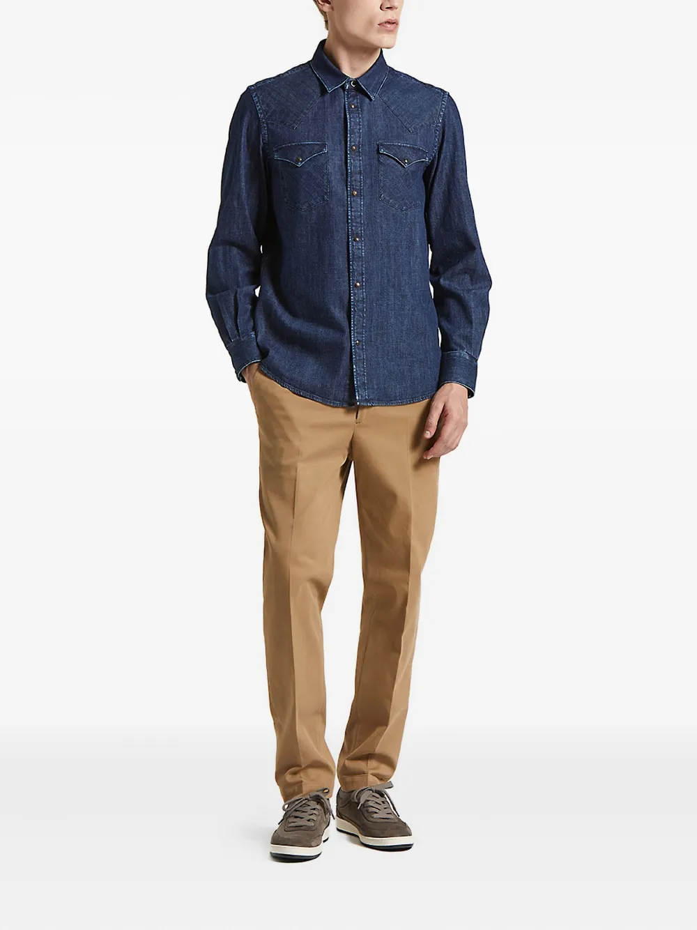 Peserico long-sleeve denim shirt - Blauw