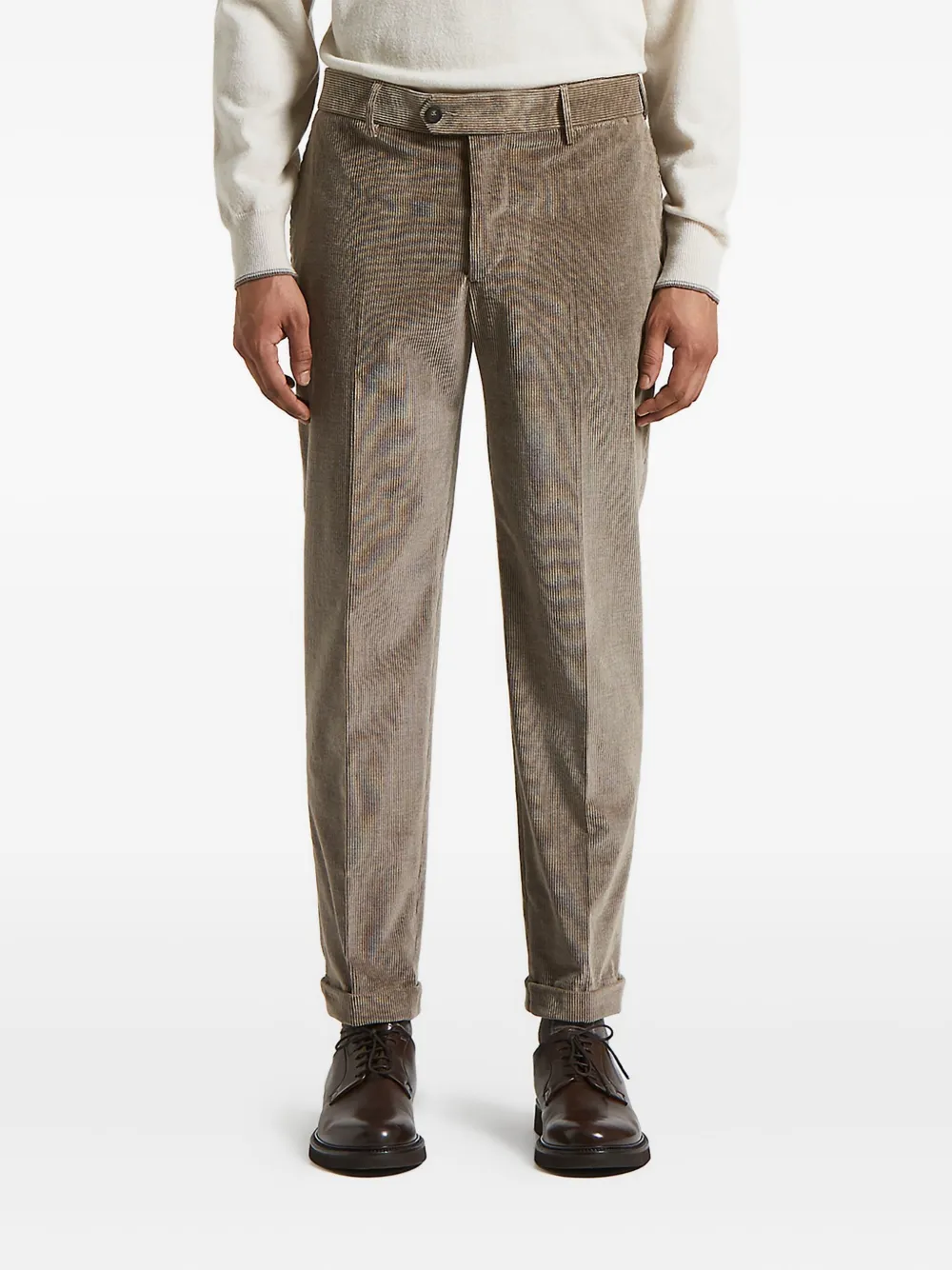 Peserico Corduroy-wale Trousers In Green
