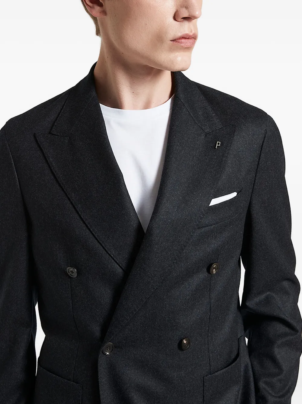 Peserico Jack met dubbele rij knopen en zak Grijs