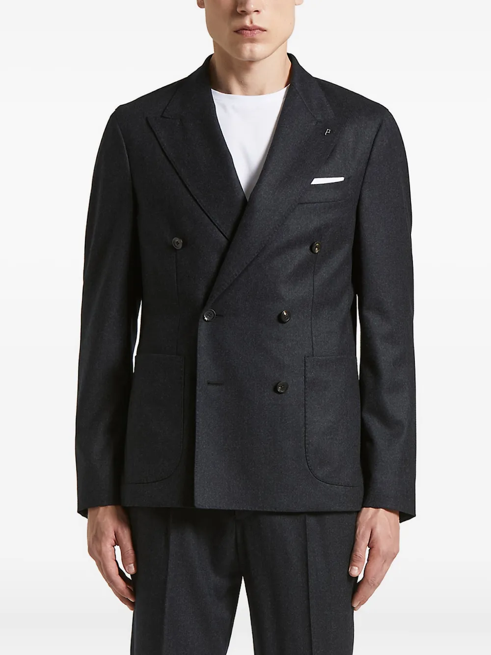 Peserico double-breasted patch-pocket jacket | Grey | Image 1