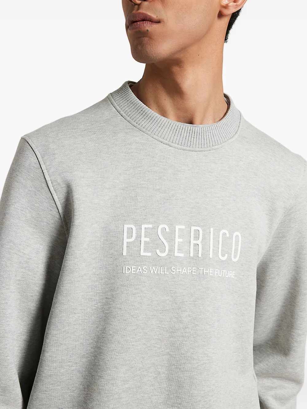 Peserico Logo-embroidered Crew-neck Sweatshirt In Brown