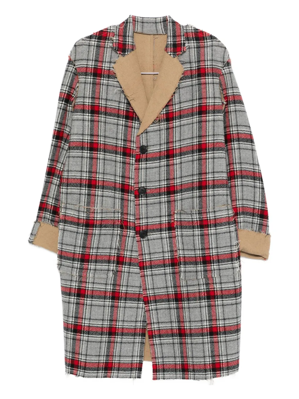 R13 Plaid Coat In Gray