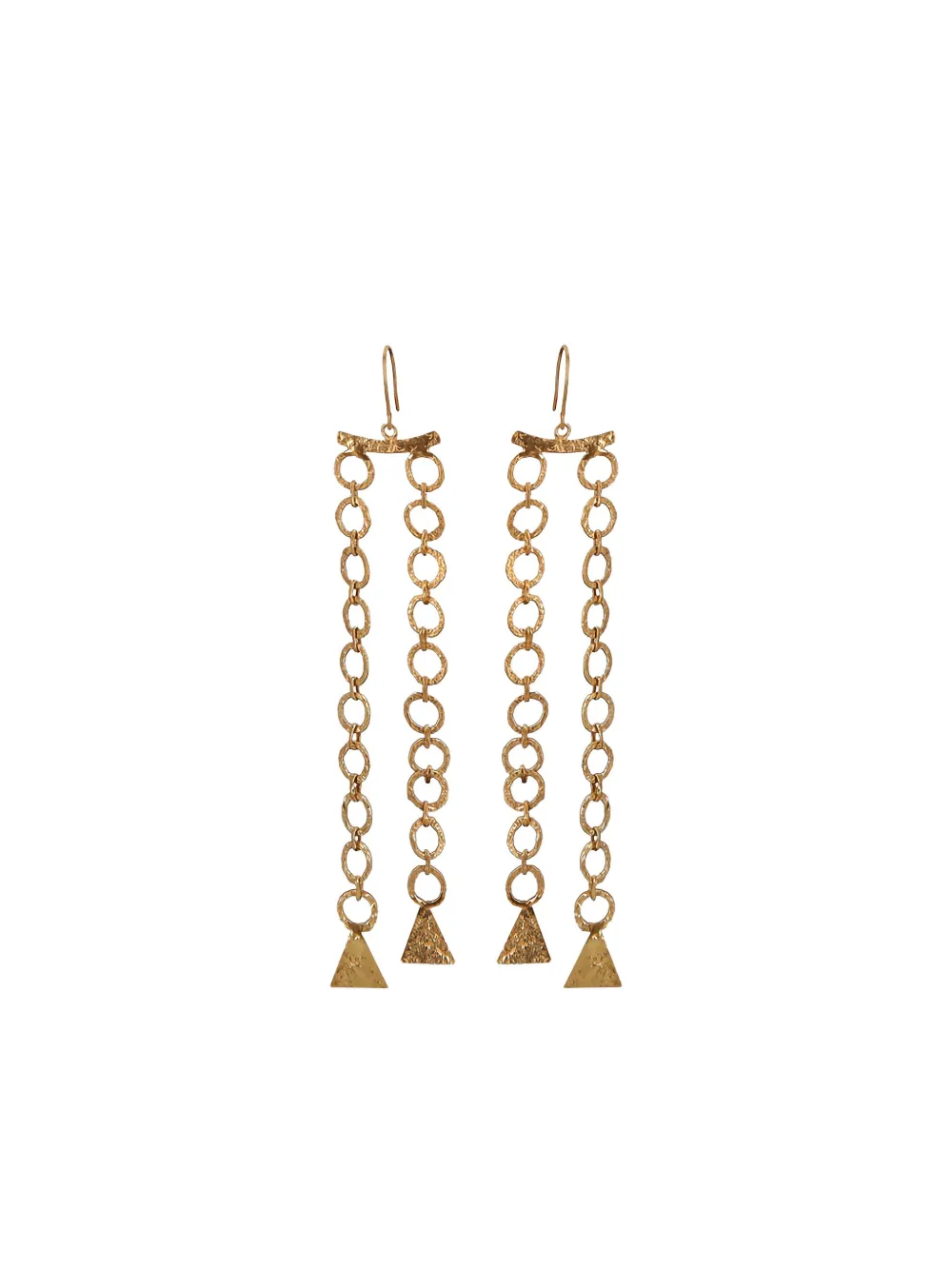 triangle-charm cable-link drop earrings