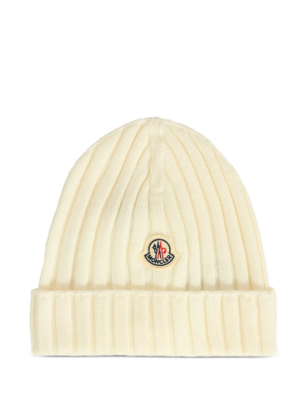 Moncler Enfant ribbed wool beanie Wit