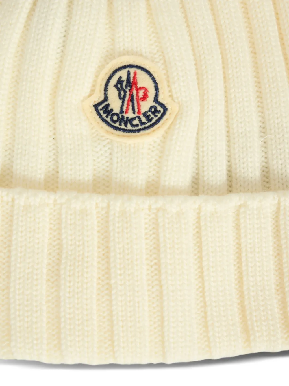 Moncler Enfant ribbed wool beanie Wit