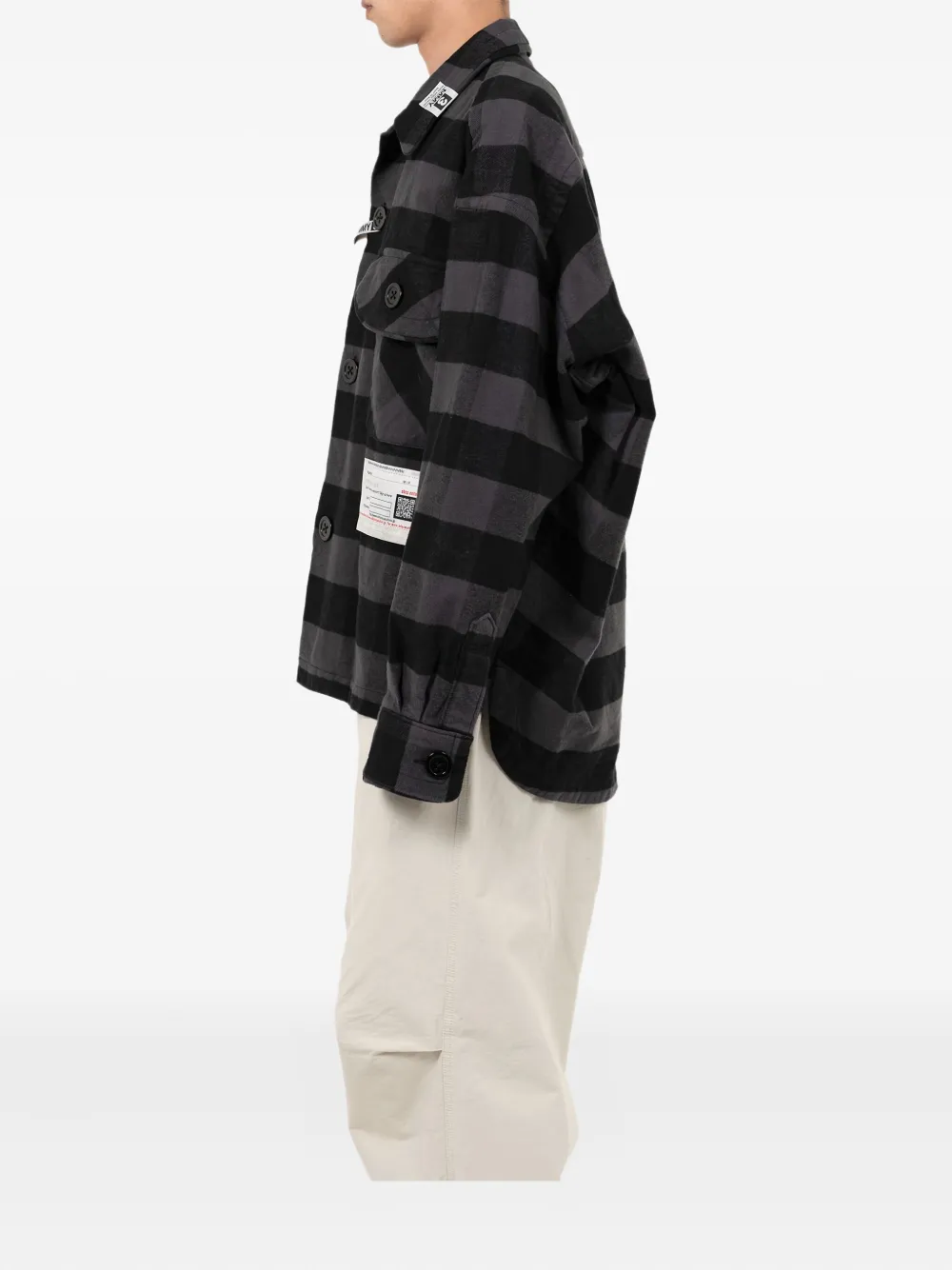 Maison MIHARA YASUHIRO Geruit overhemd met borstzak Grijs
