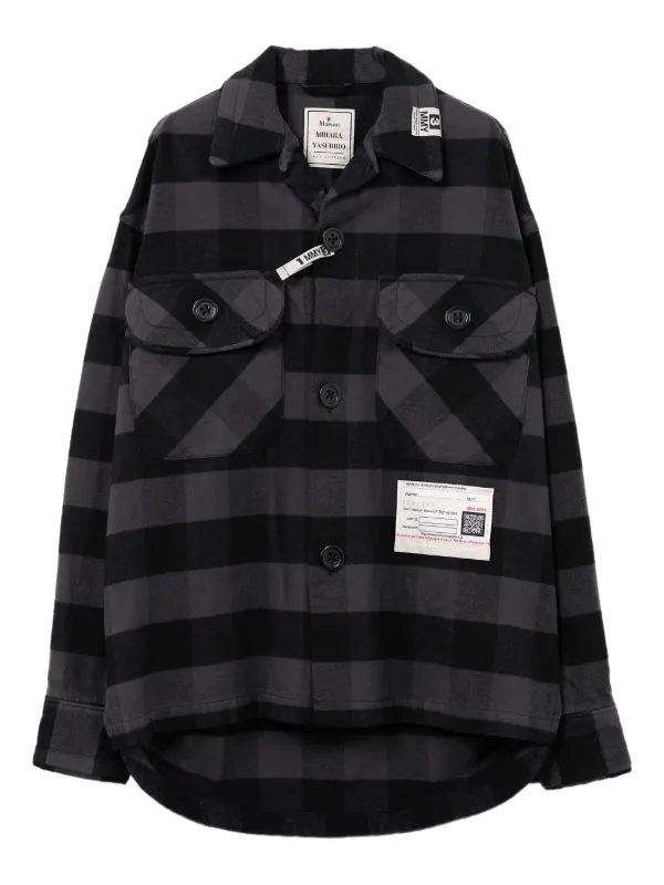 MIHARA YASUHIRO 00s ダメージ チェックシャツ グレー MIHARA YASUHIRO 00s ダメージ チェックシャツ グレー