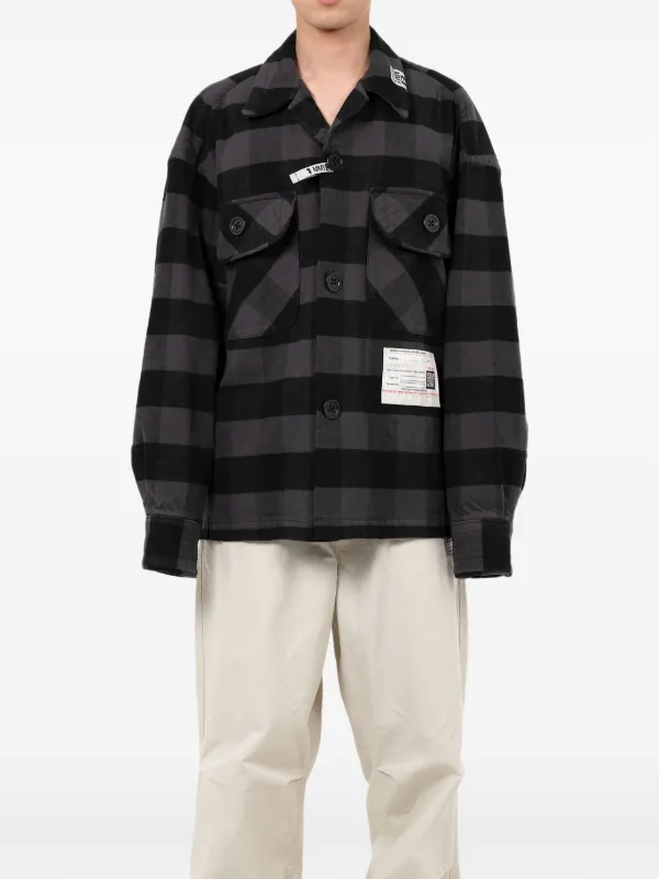 MIHARA YASUHIRO 00s ダメージ チェックシャツ グレー MIHARA YASUHIRO 00s ダメージ チェックシャツ グレー