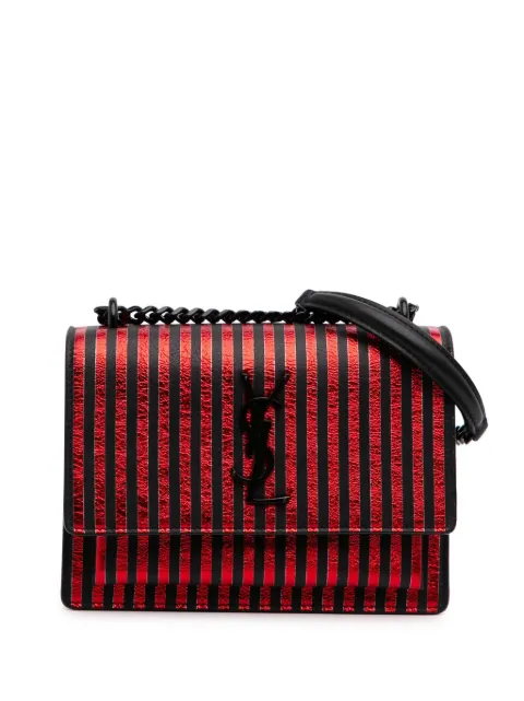 Saint Laurent Pre-Owned 2019 Small Metallic Striped Canvas Monogram Sunset crossbody bag