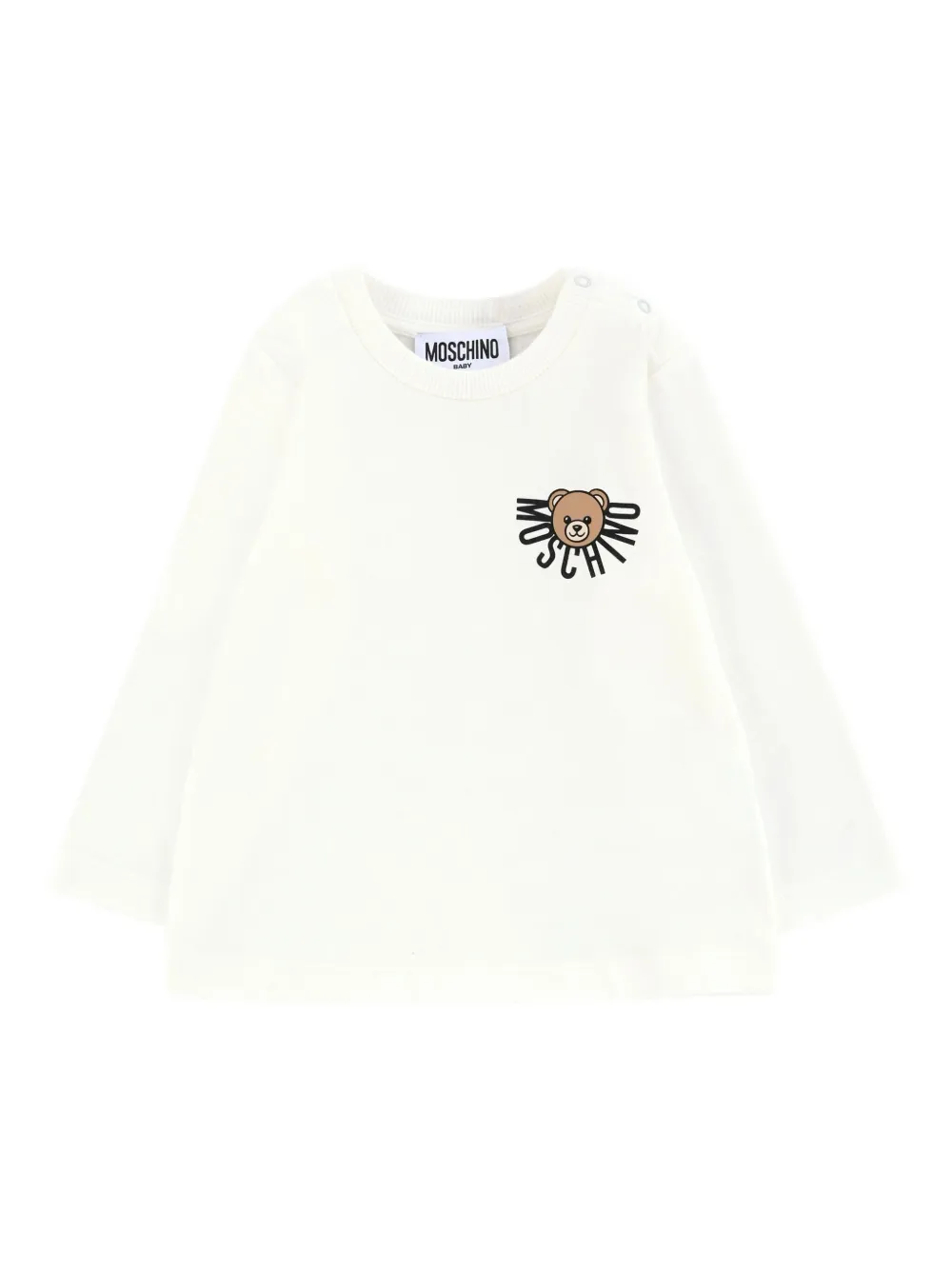 Moschino Kids bear-printlong-sleeve T-shirt - Bianco