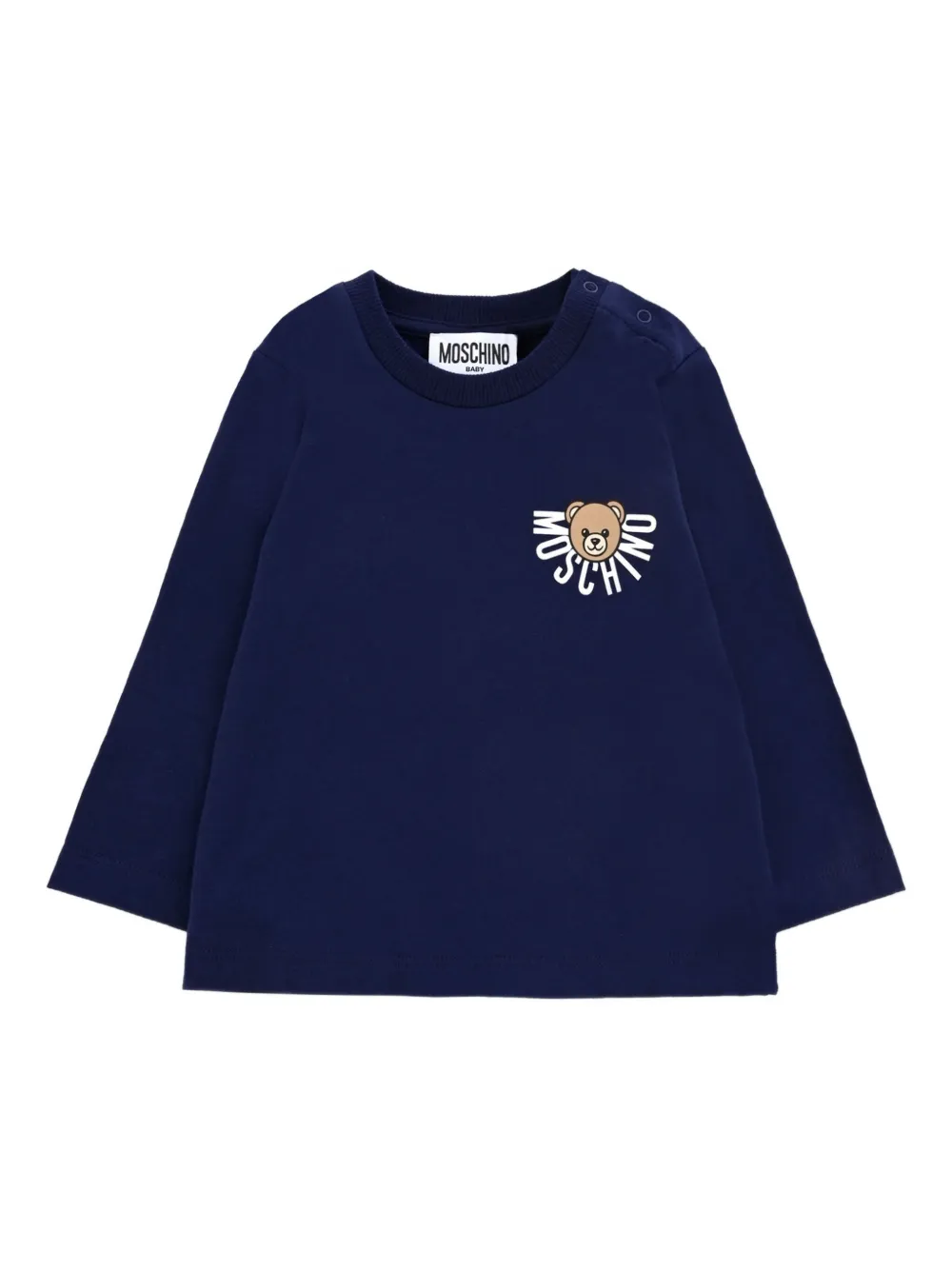Moschino Kids bear-print long-sleeve T-shirt Blauw