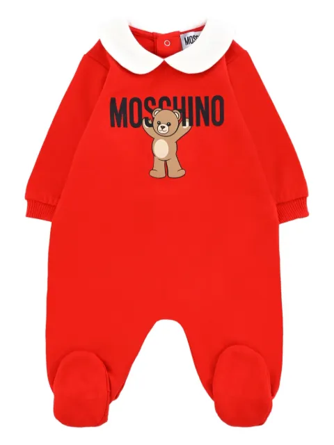 Moschino Kids teddy-print Peter Pan-collar romper