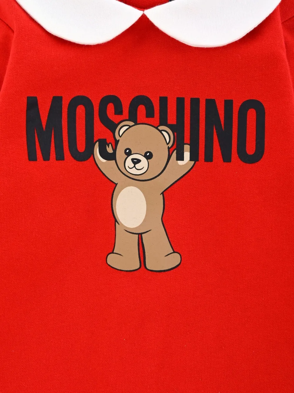 Moschino Kids teddy-print Peter Pan-collar romper Rood