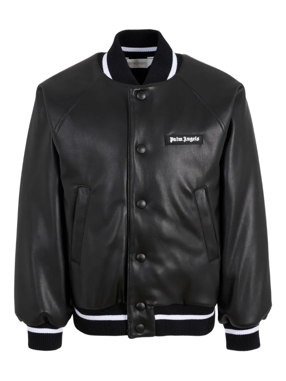 Palm Angels Kids logo-detail baseball jacket Zwart