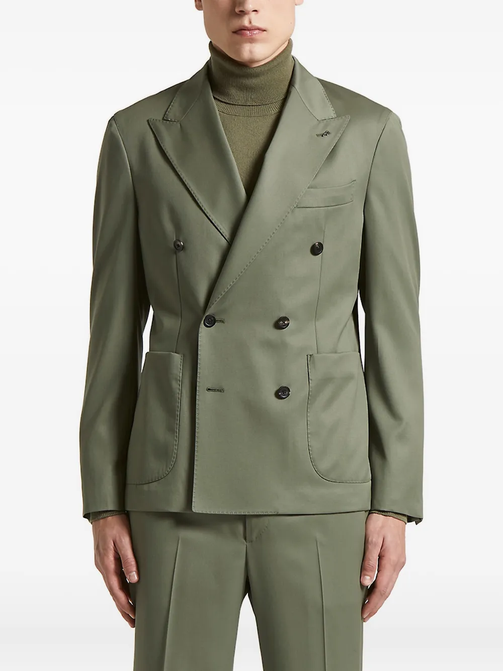 Peserico double-breasted patch-pocket jacket | Green | Image 1