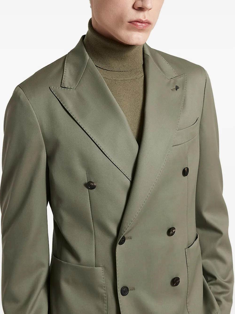 Peserico Jack met dubbele rij knopen en zak Groen