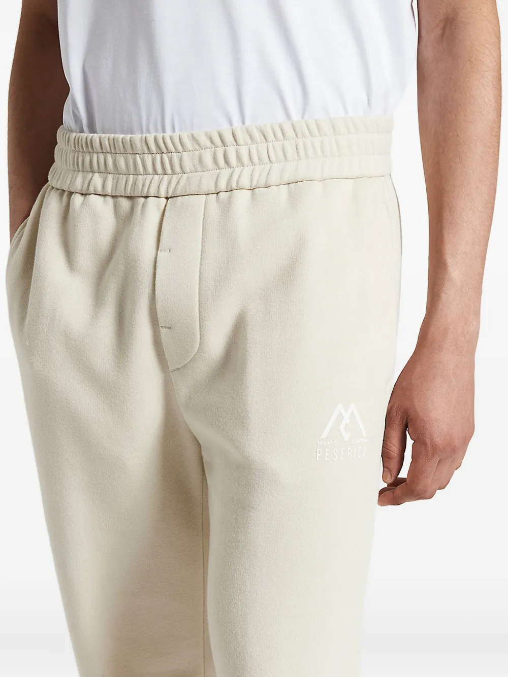 Peserico Trainingsbroek met elastische taille en logo Beige