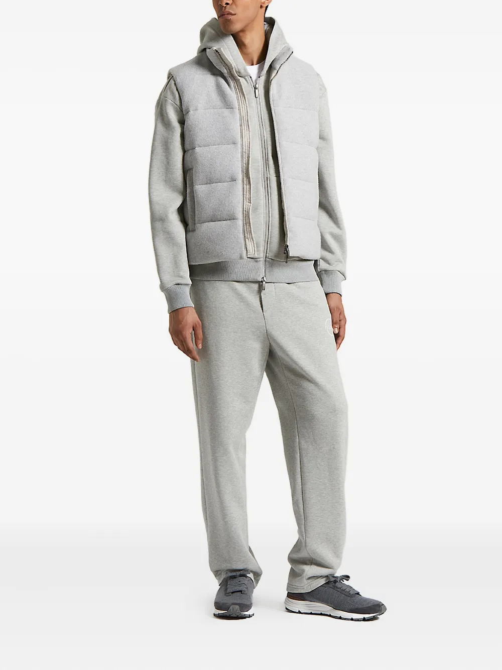 Peserico Quilted High-neck Gilet In Gray