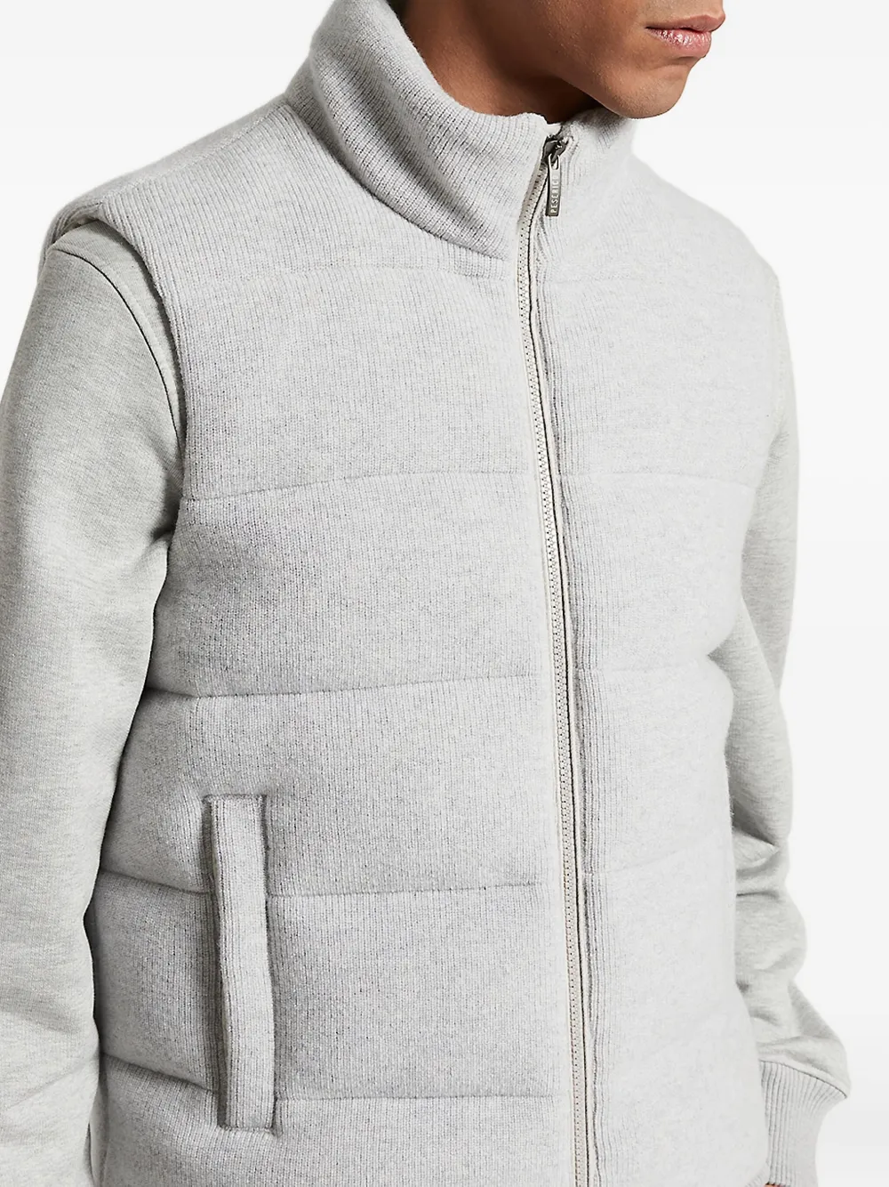Peserico Quilted High-neck Gilet In Gray