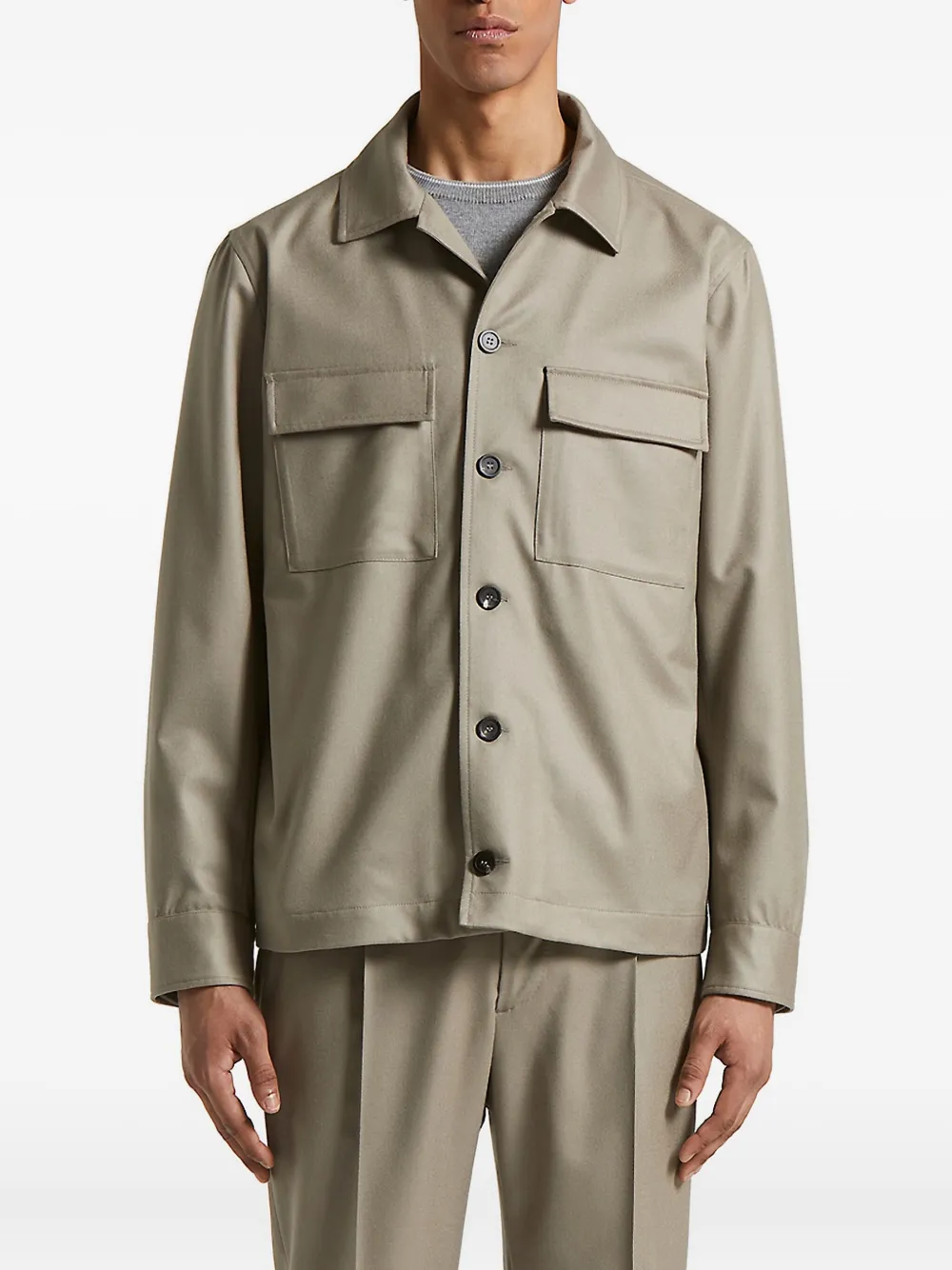 Peserico double-pocket button-front jacket | Neutrals | Image 1