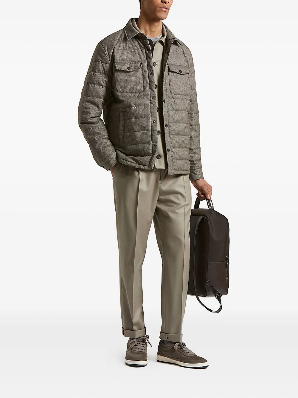 Peserico Gewatteerd jack met pied-de-poule print Bruin