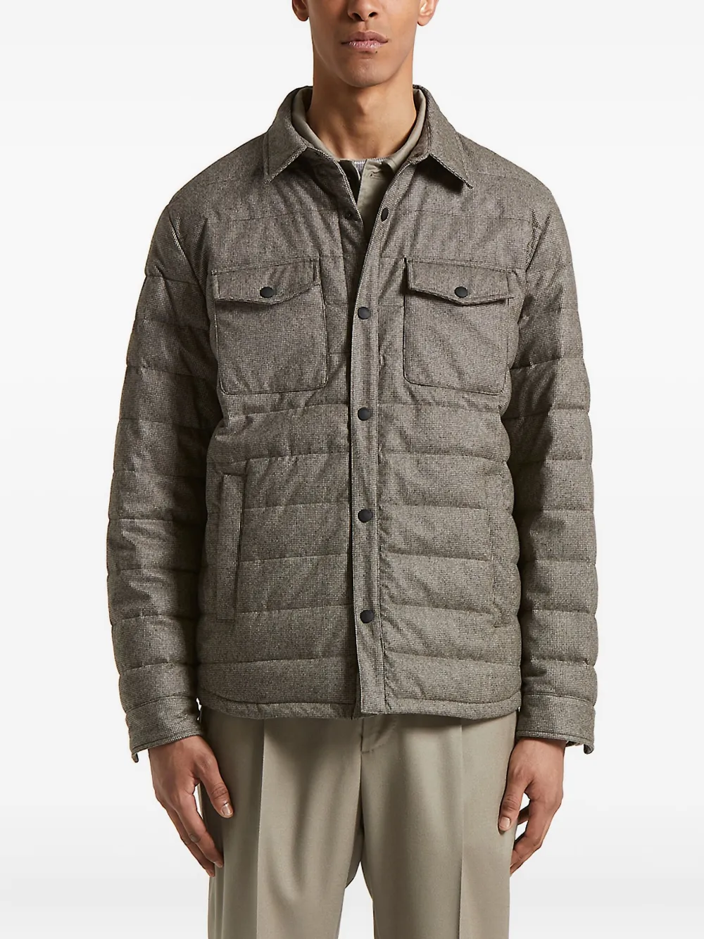 Peserico quilted houndstooth jacket | Brown | Image 1
