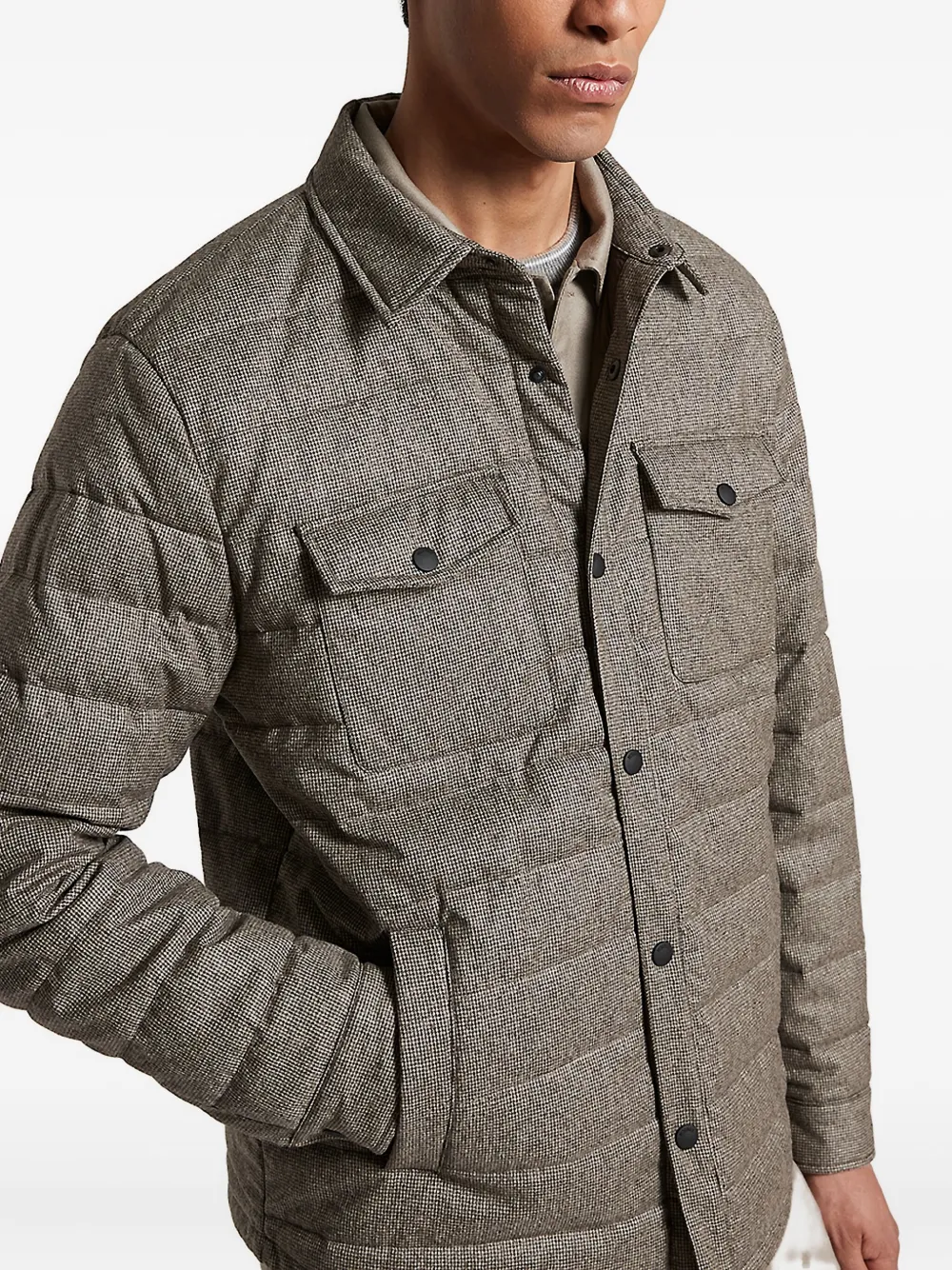 Peserico Gewatteerd jack met pied-de-poule print Bruin