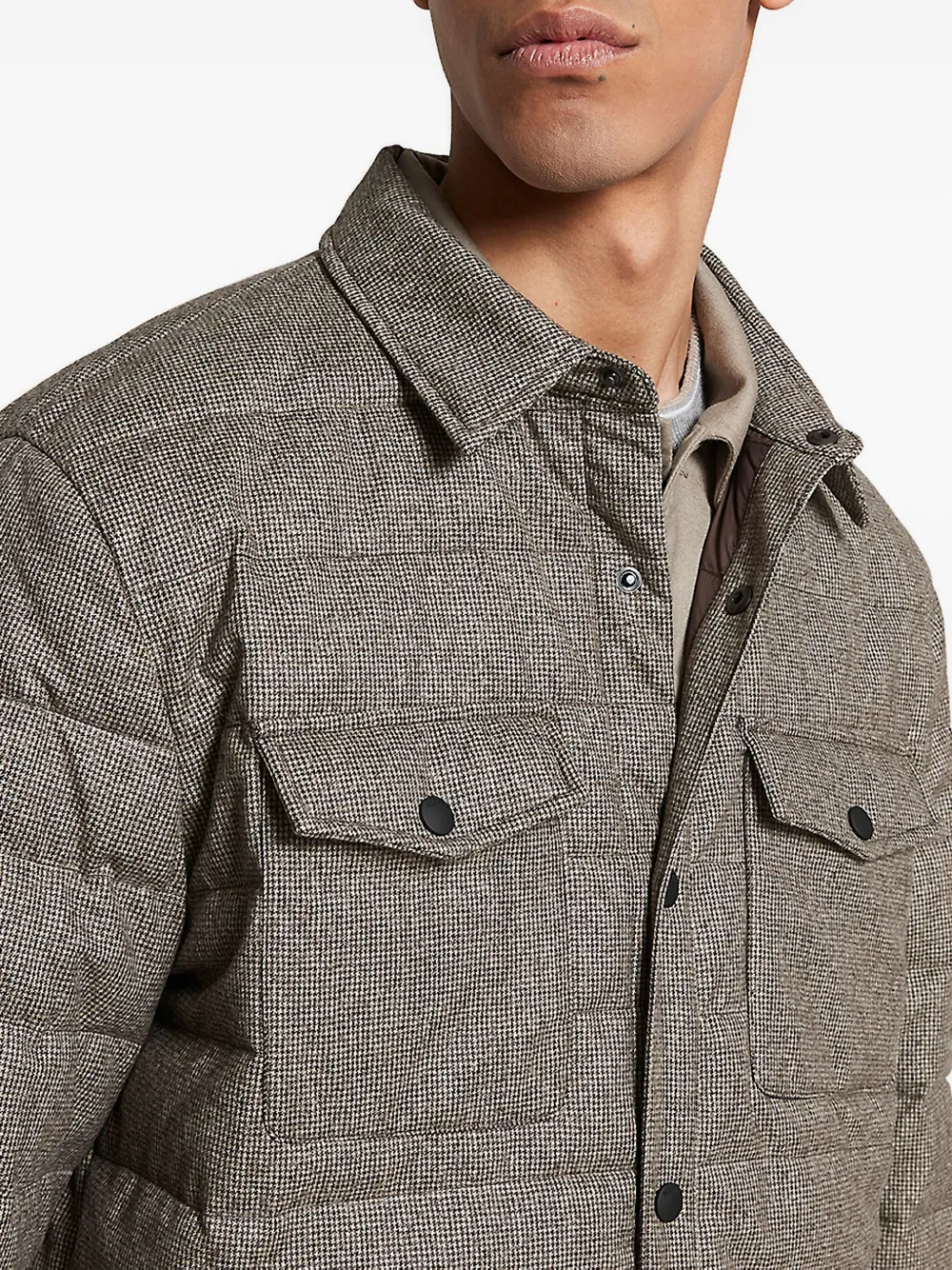 Peserico Gewatteerd jack met pied-de-poule print Bruin