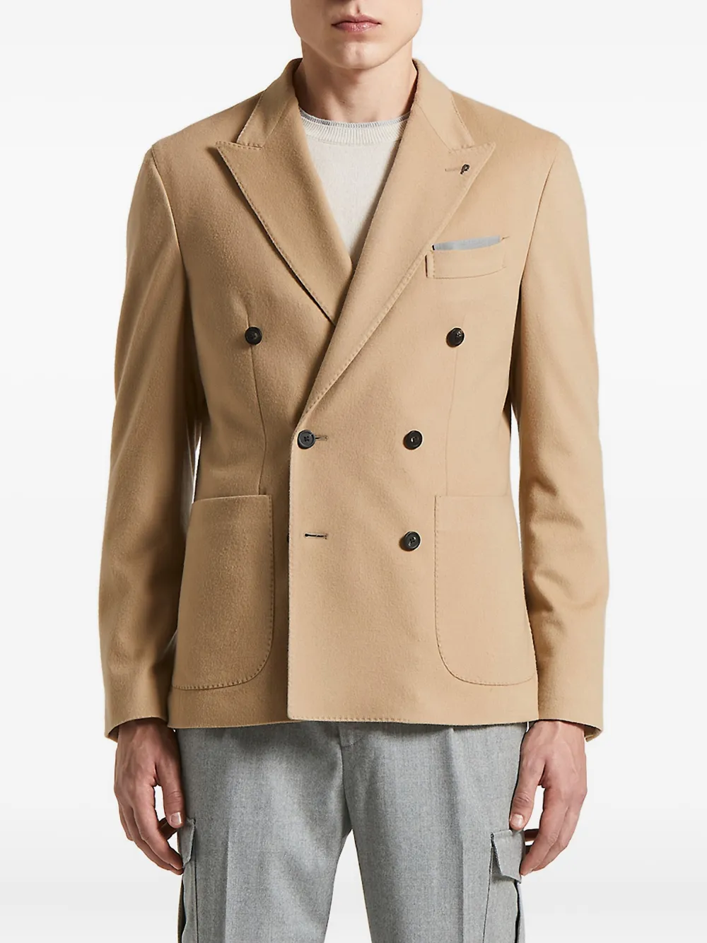 Peserico double-breasted patch-pocket jacket | Neutrals | Image 1