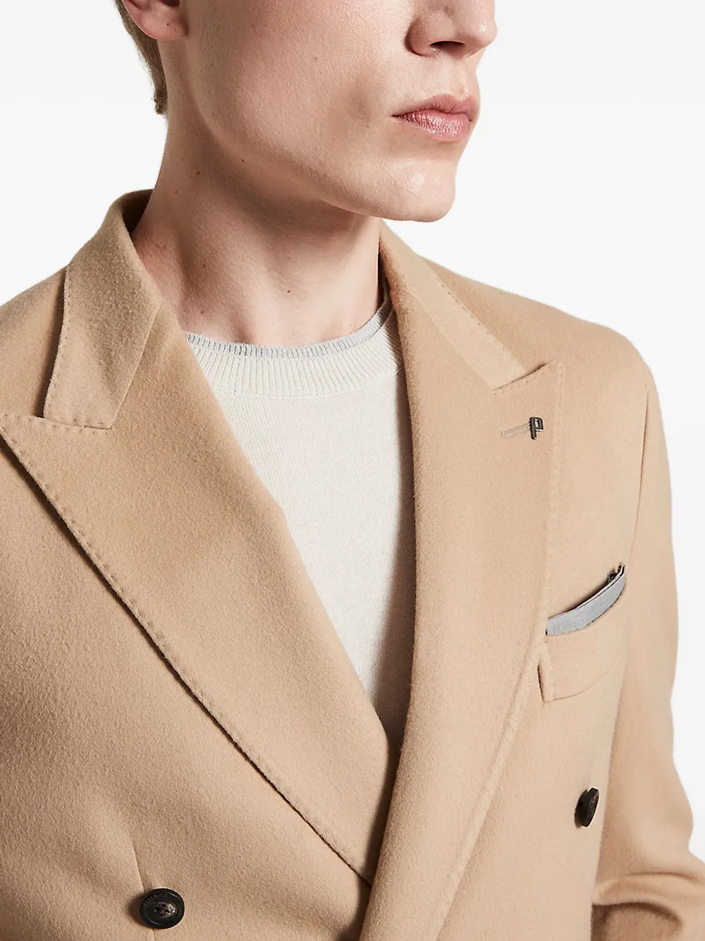 Peserico Double-breasted Patch-pocket Jacket In Brown
