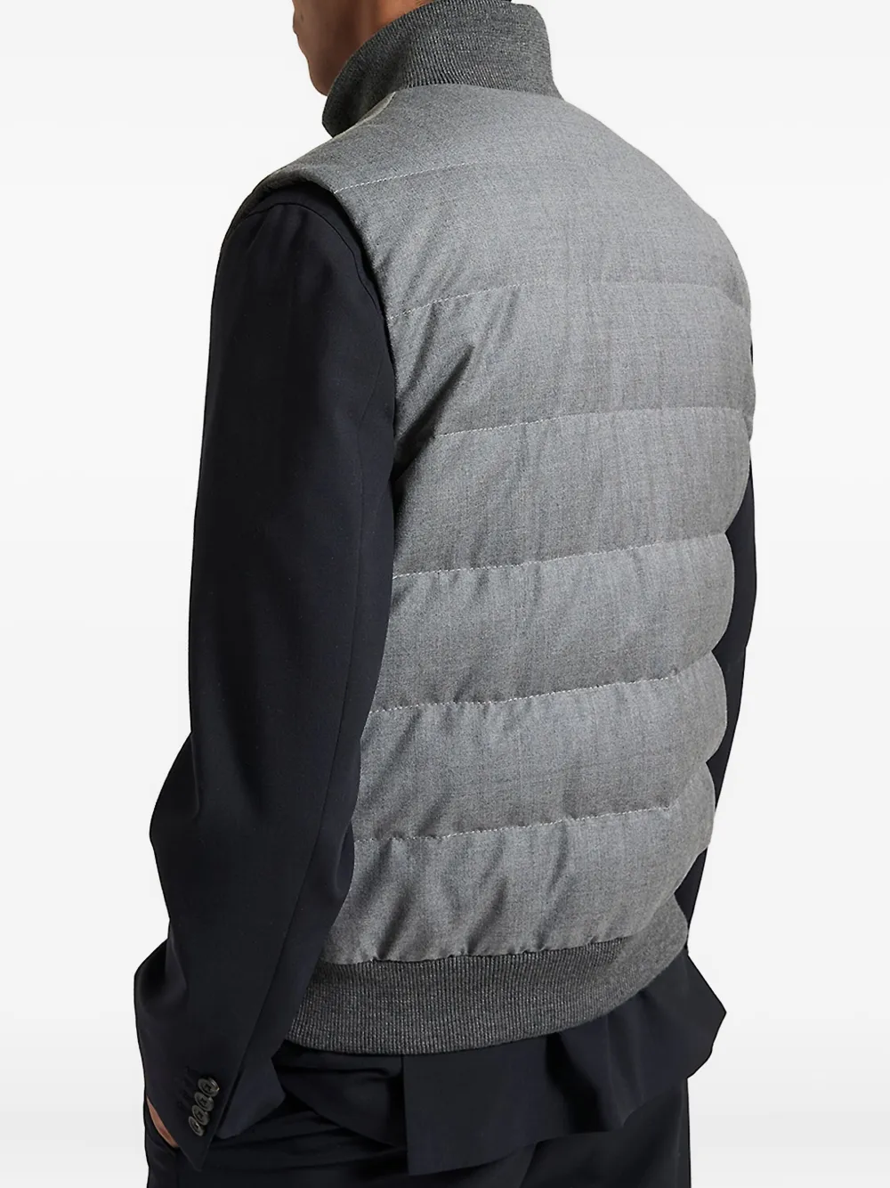 Peserico Quilted Suede Gilet In Gray
