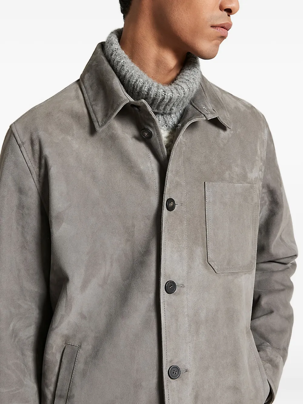 Peserico Jack met opgestikte zak en knoopsluiting Grijs