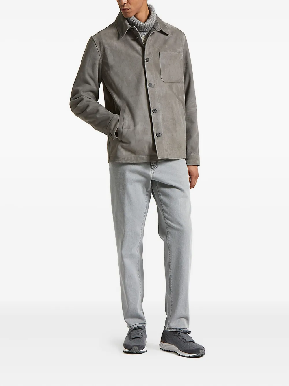 Peserico Jack met opgestikte zak en knoopsluiting Grijs