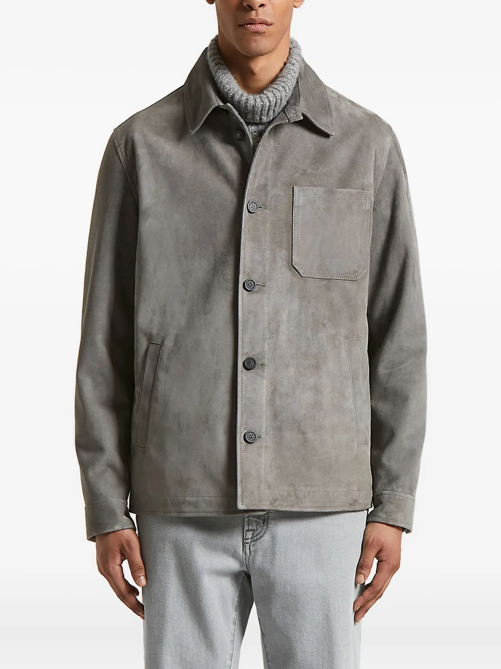 Peserico button-fastening patch-pocket jacket | Grey | Image 1