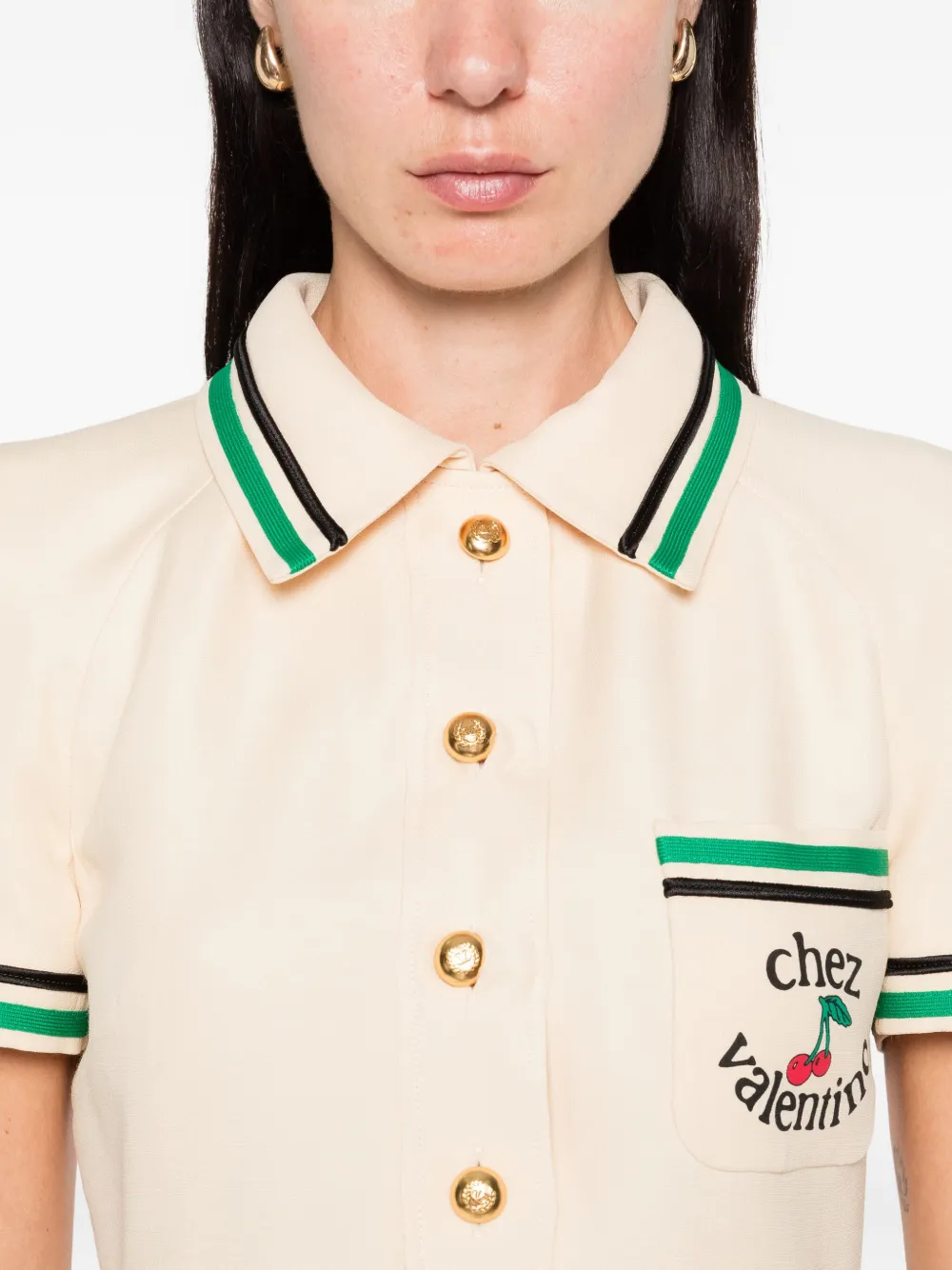 Valentino Garavani cherry-motif polo dress Beige
