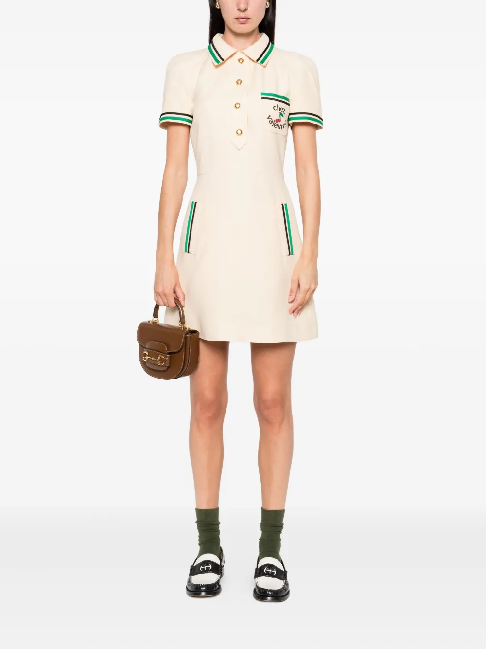 Valentino Garavani cherry-motif polo dress Beige