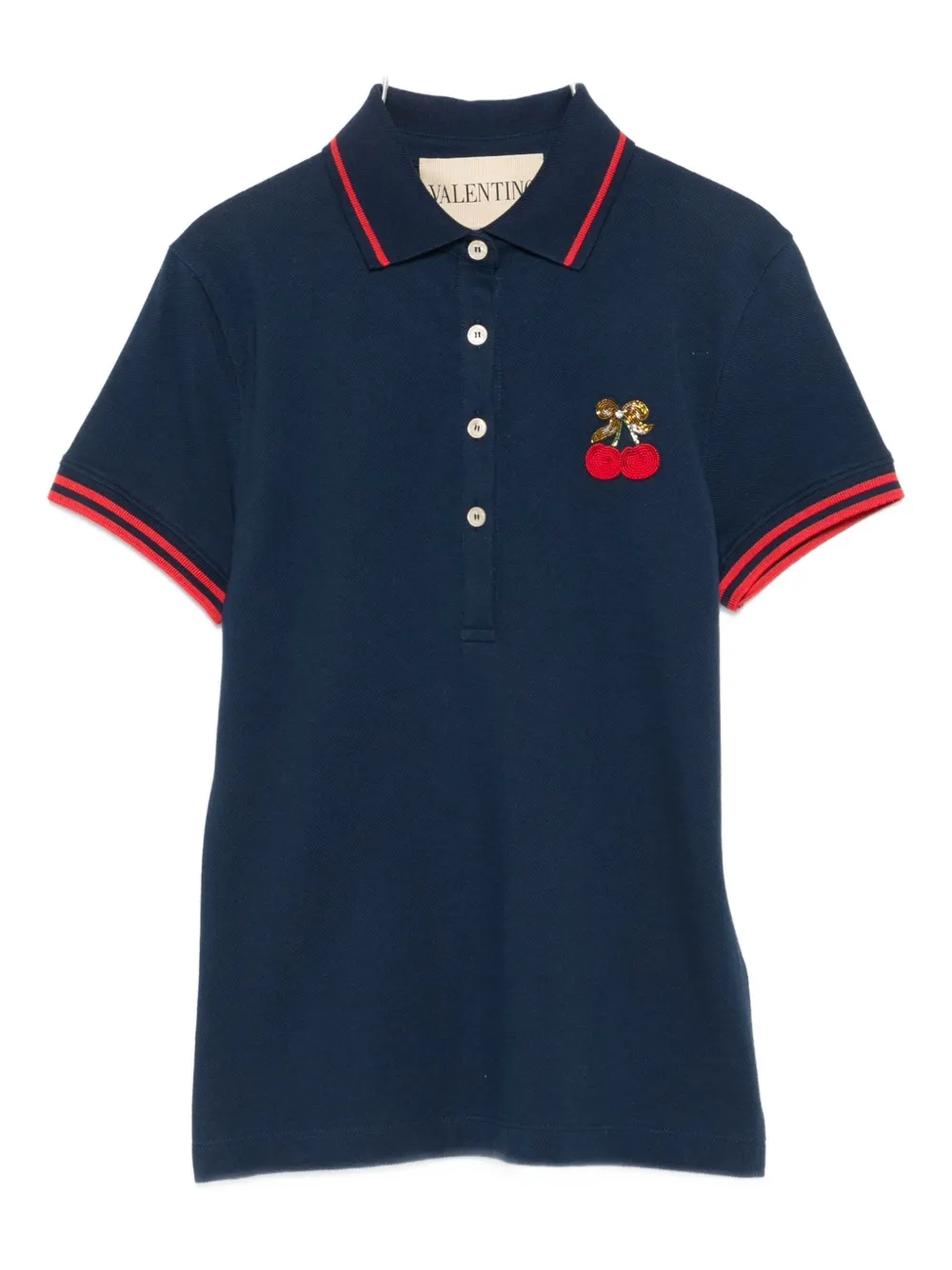 Valentino Garavani cherry-embellished polo top - Blu
