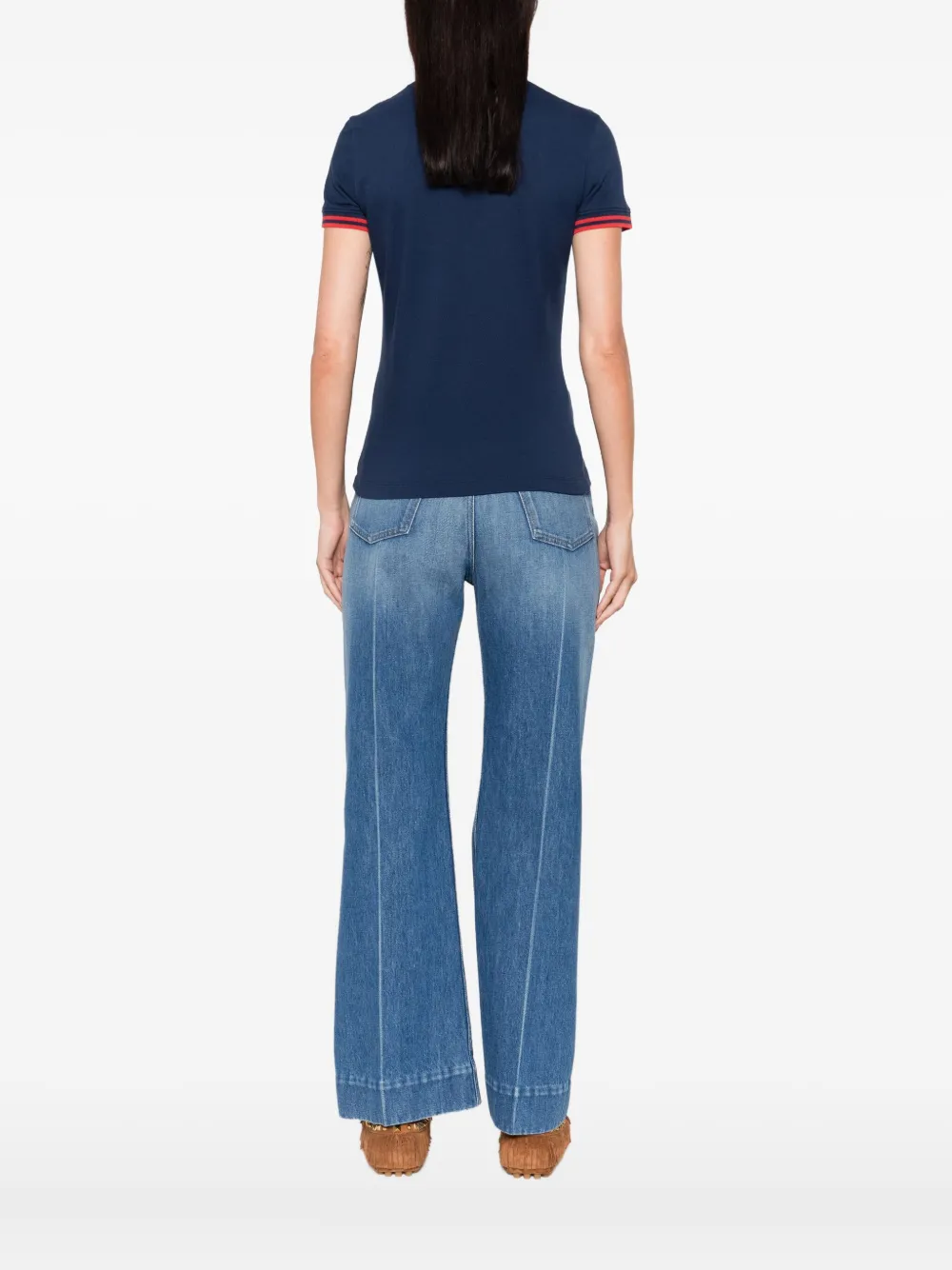 Valentino Garavani cherry-embellished polo top Blauw