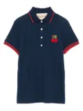 Valentino Garavani cherry-embellished polo top - Blue