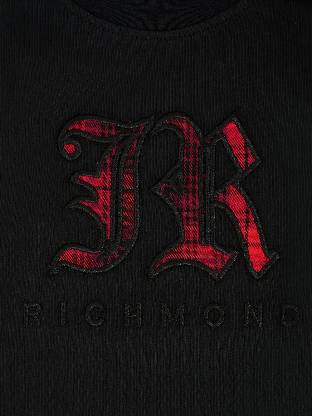 John Richmond Junior T-shirt verfraaid met ruiten Zwart