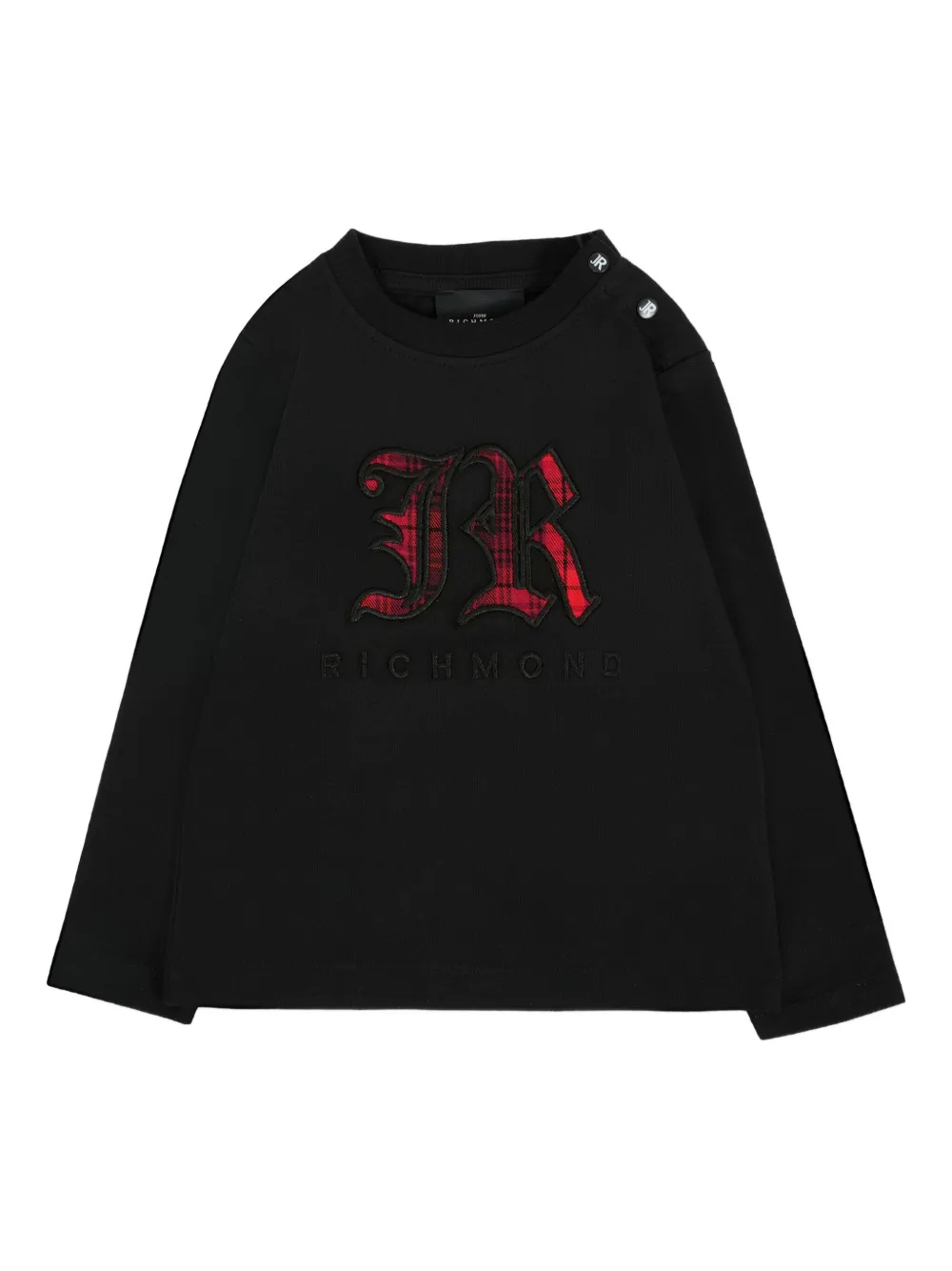 John Richmond Junior plaid-embellished T-shirt Zwart